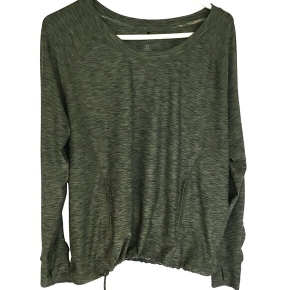 prAna Philipa Sweatshirt Stretchy Long Sleeve Drawstring Women's Sz Medium Gray - Picture 1 of 7